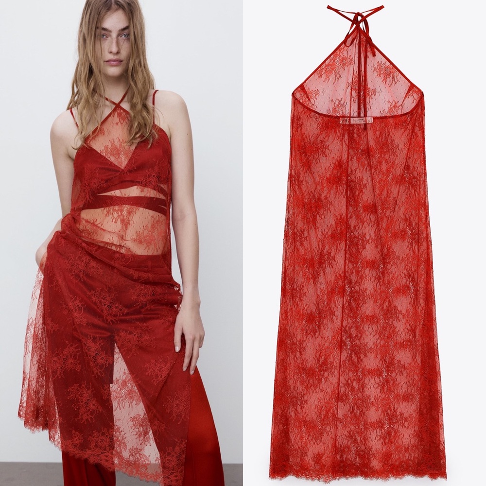 Zara STUDIO LACE SLIP LIMITED EDITION Semi-Sheer Halter
